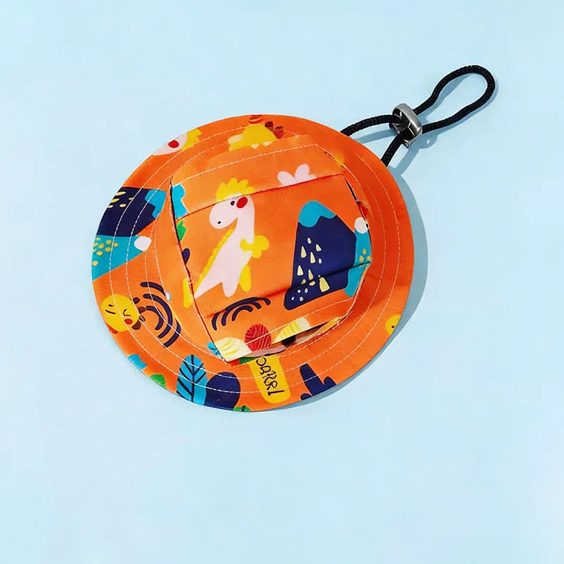 Adjustable Ear Exposed Pet Bucket Hat Summer Sun Hat Cute Print for Small Medium Large Dogs Cats Puppy Pet Accessories