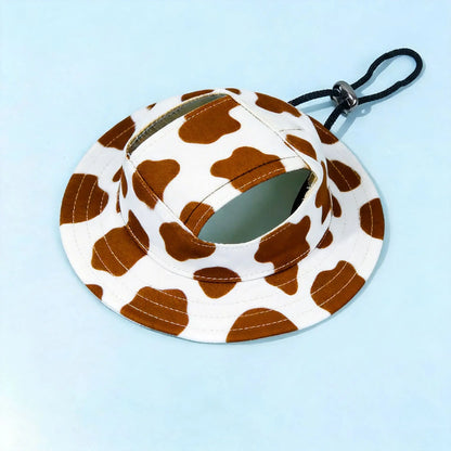 Adjustable Ear Exposed Pet Bucket Hat Summer Sun Hat Cute Print for Small Medium Large Dogs Cats Puppy Pet Accessories