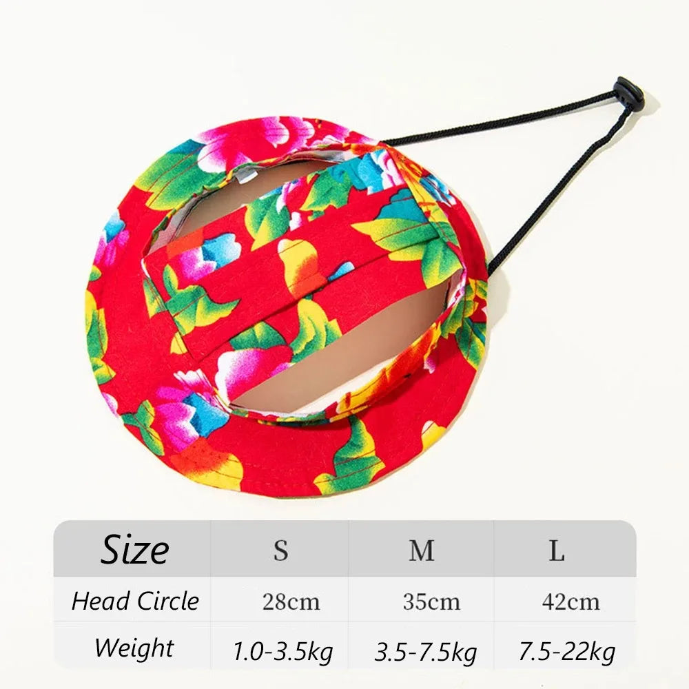 Adjustable Ear Exposed Pet Bucket Hat Summer Sun Hat Cute Print for Small Medium Large Dogs Cats Puppy Pet Accessories