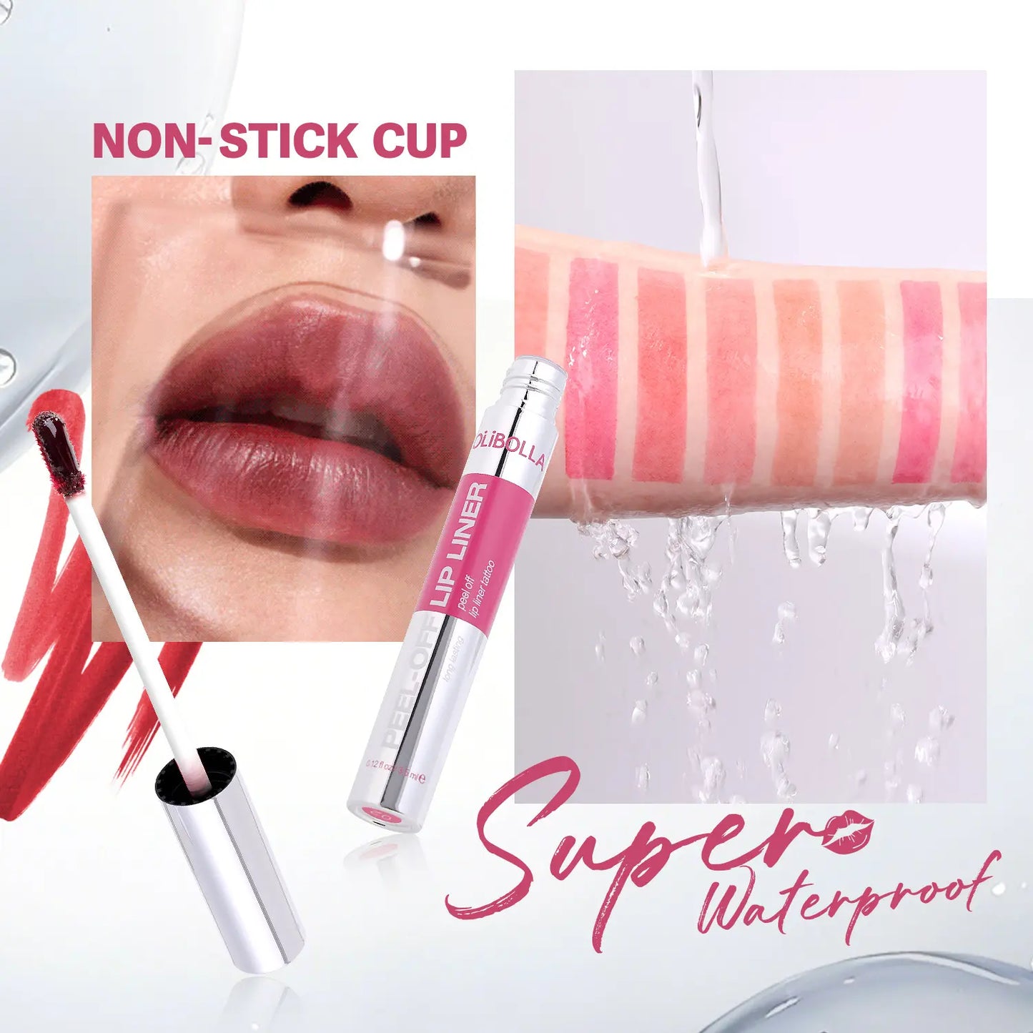 OLIBOLLA 8-Shade Matte Peel off & Duo Lip Tint - Water Proof Colored Liquid Lipliner, Long-Lasting Lipliner, Plumping Contouring Makeup, Smudge-Proof Mess-Free Semi-Permanent Stain