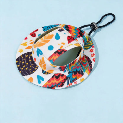 Adjustable Ear Exposed Pet Bucket Hat Summer Sun Hat Cute Print for Small Medium Large Dogs Cats Puppy Pet Accessories