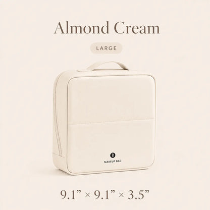 Waterproof Leather Makeup Bag for Travel, Clean Girl Vanity Organizer with Luggage Strap