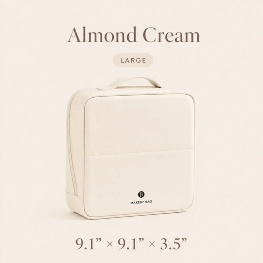 Waterproof Leather Makeup Bag for Travel, Clean Girl Vanity Organizer with Luggage Strap