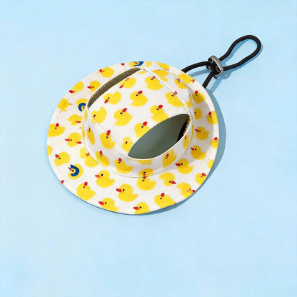 Adjustable Ear Exposed Pet Bucket Hat Summer Sun Hat Cute Print for Small Medium Large Dogs Cats Puppy Pet Accessories