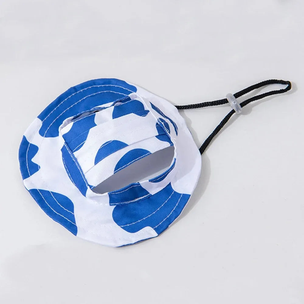 Adjustable Ear Exposed Pet Bucket Hat Summer Sun Hat Cute Print for Small Medium Large Dogs Cats Puppy Pet Accessories