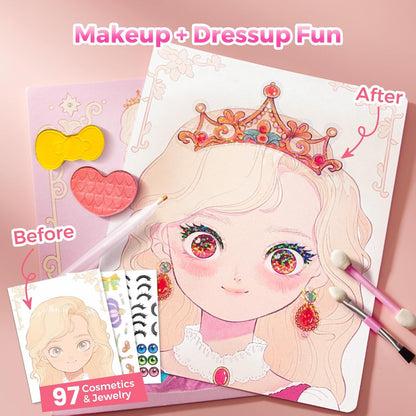 4 in 1 Princess Art Craft Kits, Foil Crafts Art Fun & Gem Painting, Makeup Diamond DIY Activity, Dress up Sticker Books,Travel Toys, Ideal Toys for Girls Ages 6 7 8+ Years Old