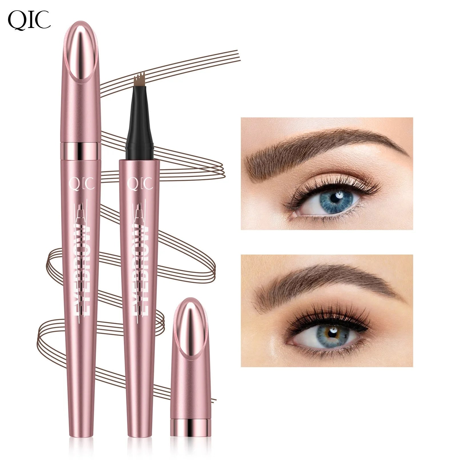 4 Point Liquid Eyebrow Pencil Waterproof Dark Brown Fork Tip Eyebrow Pencil Tattoo Fine Sketch Liquid Eyebrow Pen Makeup Tool