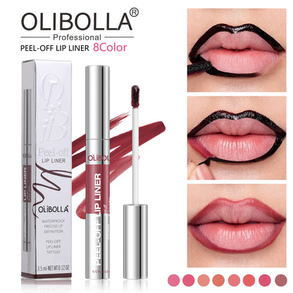 OLIBOLLA 8-Shade Matte Peel off & Duo Lip Tint - Water Proof Colored Liquid Lipliner, Long-Lasting Lipliner, Plumping Contouring Makeup, Smudge-Proof Mess-Free Semi-Permanent Stain