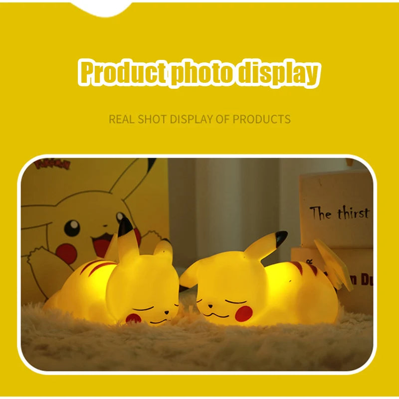 Pikachu Night Light Touch Sensor Lamp Cute Pokemon Decor for Kids Room, Bedroom, Bedside Table, Gift Idea, Soft Glow