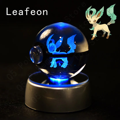 Pokemon Crystal Ball 3D Pikachu Mewtwo Gengar Pokeball 3D Night Light Lamp Glass Statue Pokemon Crystal Ball Kids Birthday Gift