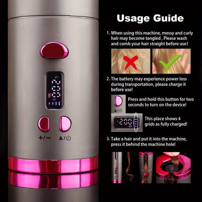 Rizador Automático Inalámbrico Nuvel™ | 4 Temperaturas, Giro 360° y Anti-Enredos