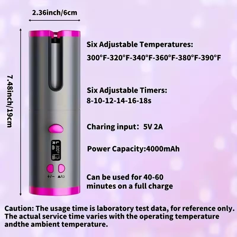 Rizador Automático Inalámbrico Nuvel™ | 4 Temperaturas, Giro 360° y Anti-Enredos
