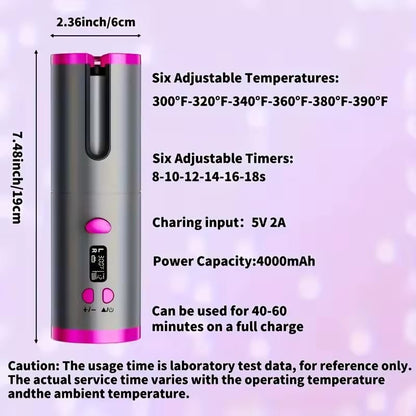 Rizador Automático Inalámbrico Nuvel™ | 4 Temperaturas, Giro 360° y Anti-Enredos