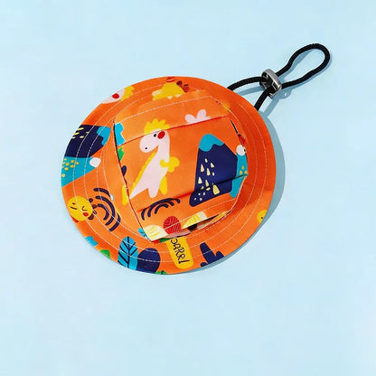 Adjustable Ear Exposed Pet Bucket Hat Summer Sun Hat Cute Print for Small Medium Large Dogs Cats Puppy Pet Accessories