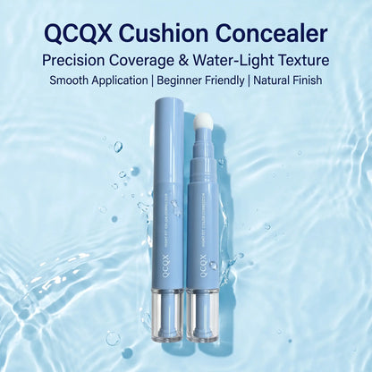 【Qcqx】Dual-Effect Concealer & Foundation Eye Concealer - 24-Hour Long-Lasting,High-Coverage Matte Finish.Korean Pressed Powder Foundation for a Flawless Complexion. Covers Acne Marks, Sculpts the Nose, and Nourishes the Skin.