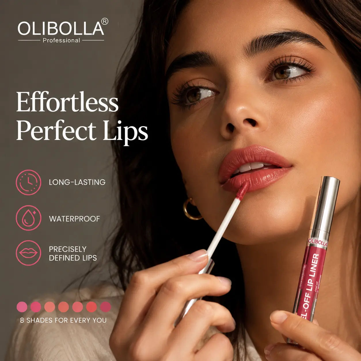 OLIBOLLA 8-Shade Matte Peel off & Duo Lip Tint - Water Proof Colored Liquid Lipliner, Long-Lasting Lipliner, Plumping Contouring Makeup, Smudge-Proof Mess-Free Semi-Permanent Stain
