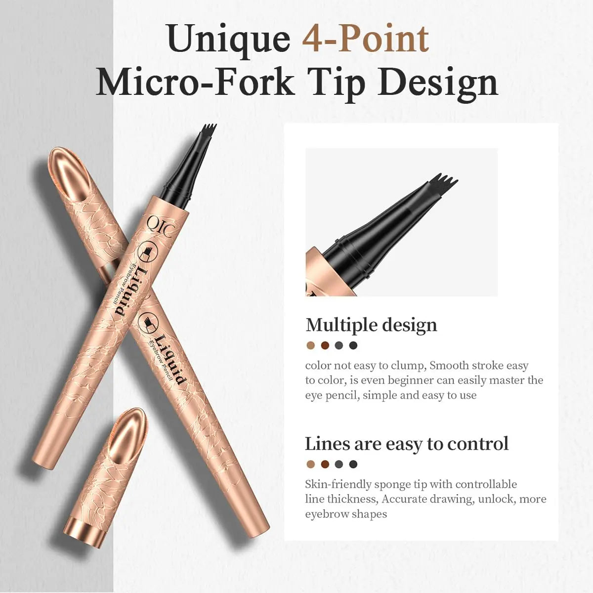 Eyebrow Pencil with Micro-Fork Tip Applicator,Long Lasting Eyebrow Pencil, Brow Styling Brush,Eye Brow Makeup Tool, Makeup Accessories
